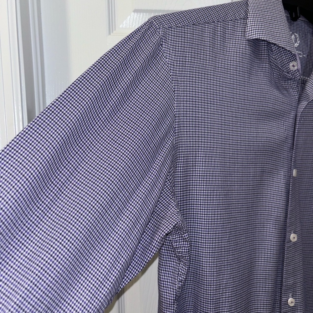 BUGatchi LS Button Down purple and black houndstooth shirt SZ 16/40 - Picture 5 of 8